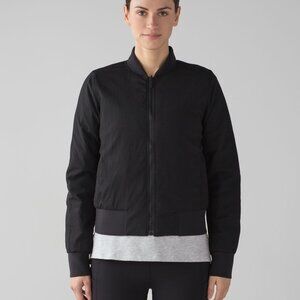 Lululemon Women's Bubble Black Non-Stop Reversible Full-Zip Bomber Jacket Size 6